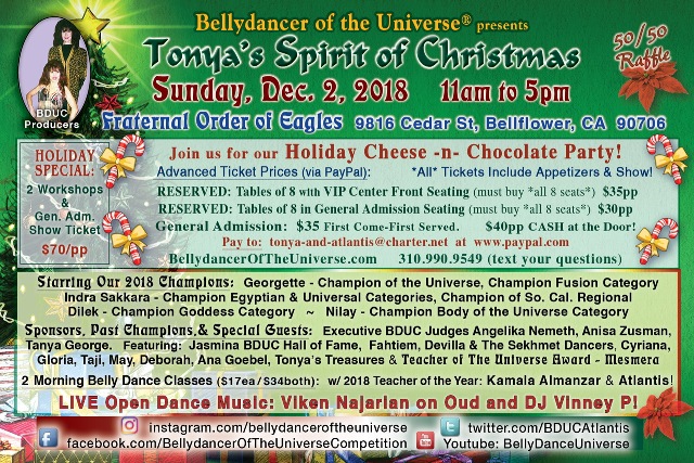 flyer for Tonya's Spirit of Christmas show Dec 2, 2018
